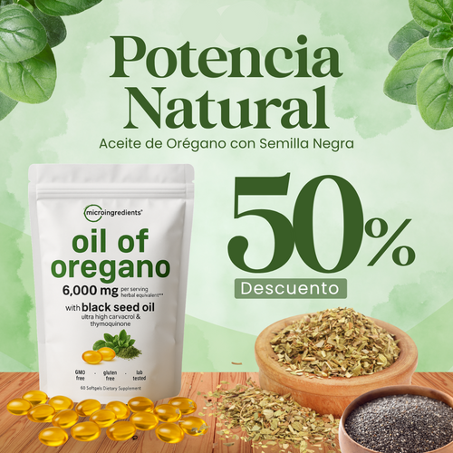 Aceite de Orégano y Semilla Negra 6.000Mg - AUMENTA TUS DEFENSAS EN SEGUNDOS😱