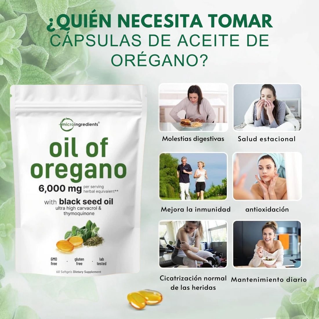 Aceite de Orégano y Semilla Negra 6.000Mg - AUMENTA TUS DEFENSAS EN SEGUNDOS😱