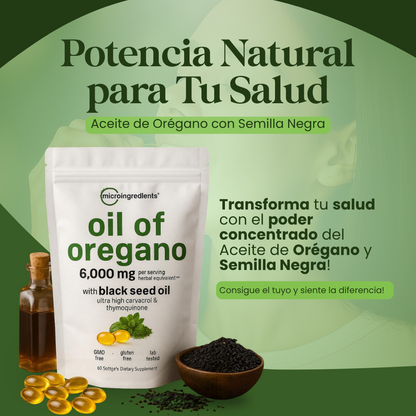 Aceite de Orégano y Semilla Negra 6.000Mg - AUMENTA TUS DEFENSAS EN SEGUNDOS😱
